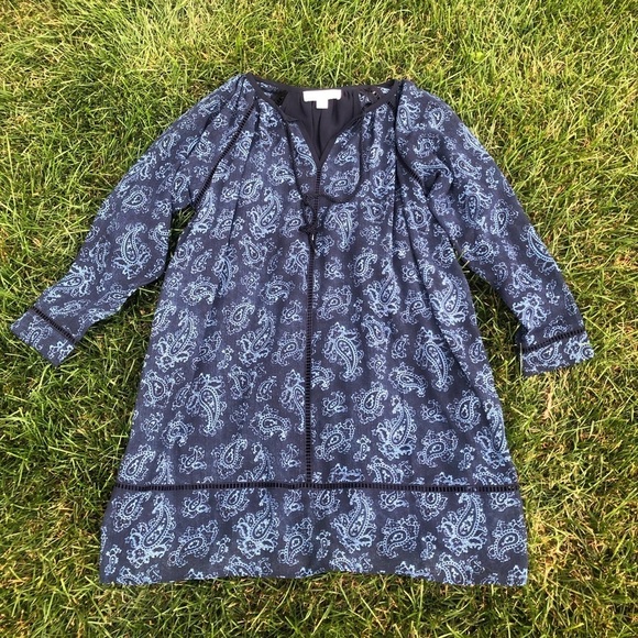 Michael Kors Dresses & Skirts - Michael Kors blue long sleeve paisley dress